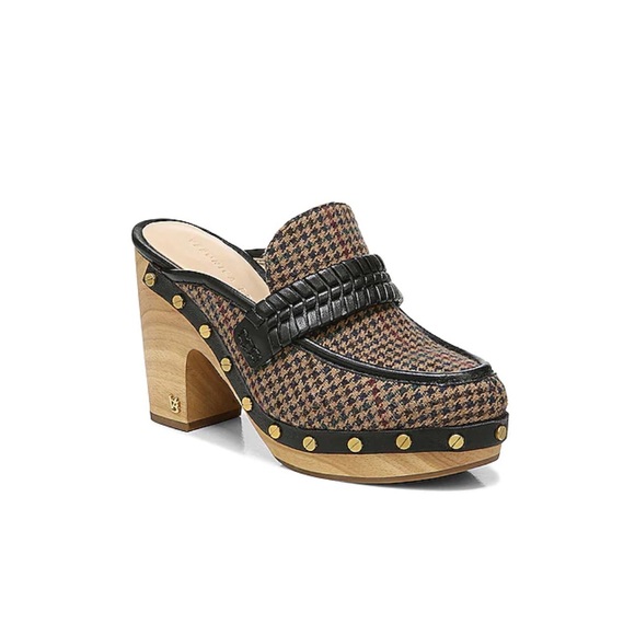 Veronica Beard Shoes - Veronica Beard Delia Clog in Hazelwood Plaid gold stud sz 8